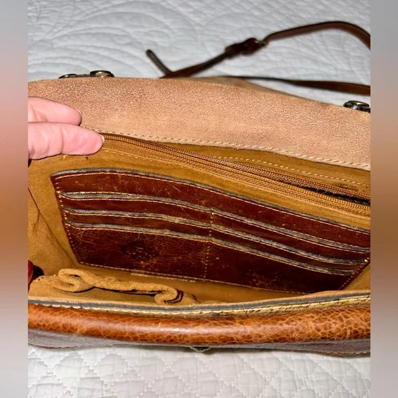 Patricia Nash Vintage Leather European Map Print Crossbody Bag - Picture 7 of 13